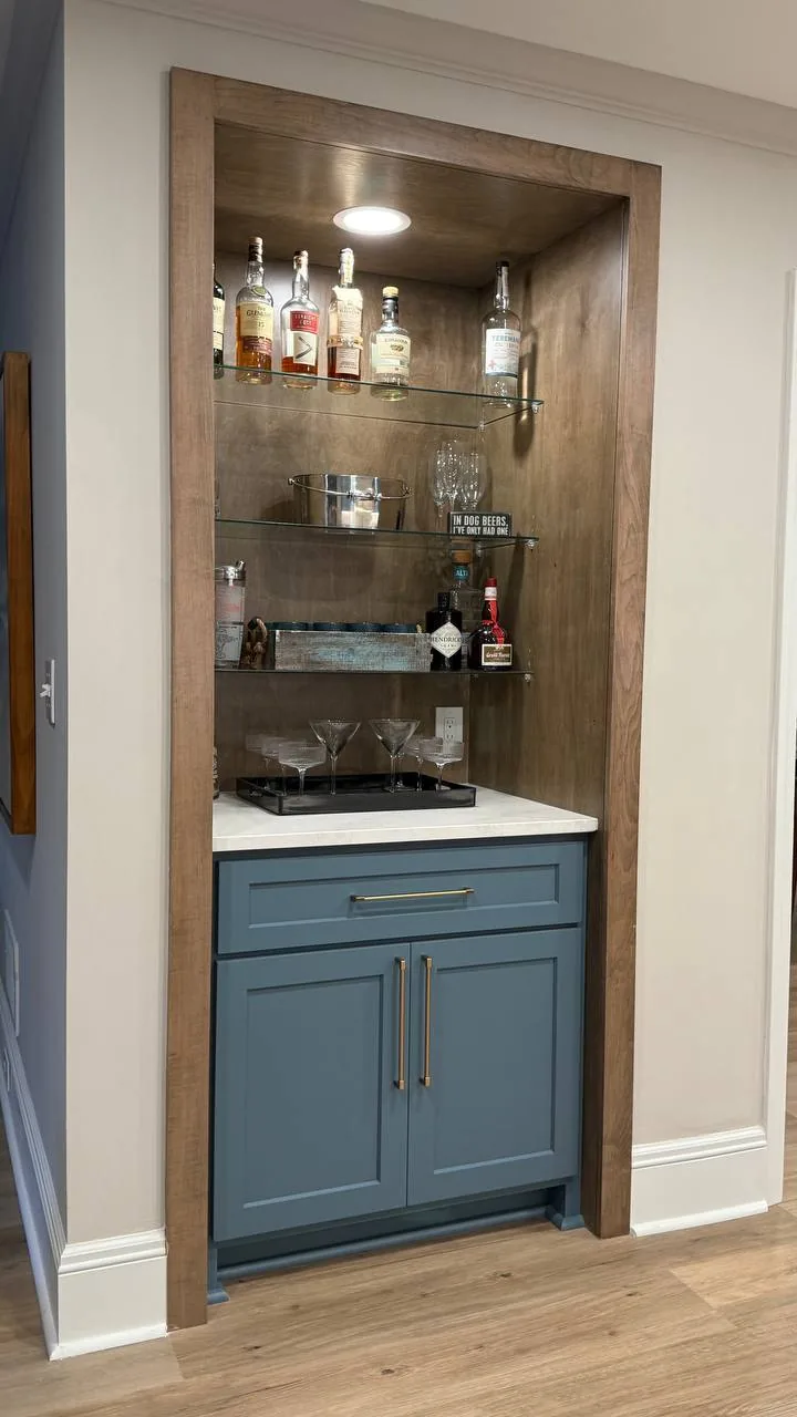 Slate Blue Wet Bar — ERAZO HOME custom décor Atlanta GA
